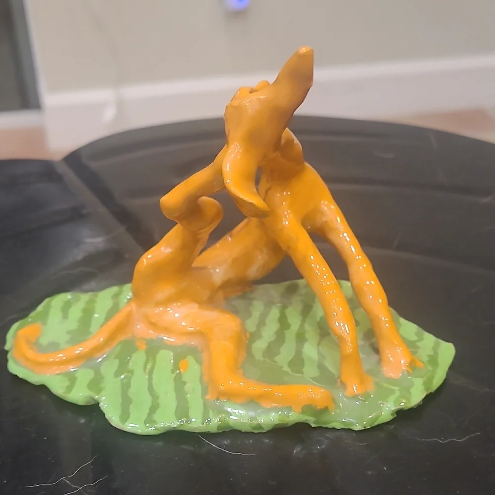 Antique Italian Orange Figurine on Green Base